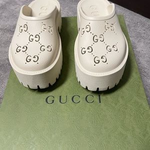 Gucci Perforated Platform Slide White Size 6